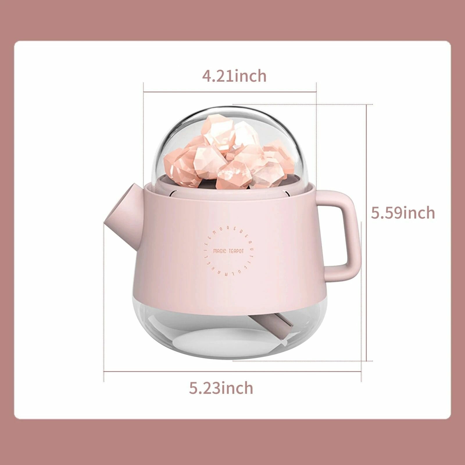 Увлажнитель воздуха в виде чайника с соляными минералами. Розовый. - фотография № 6