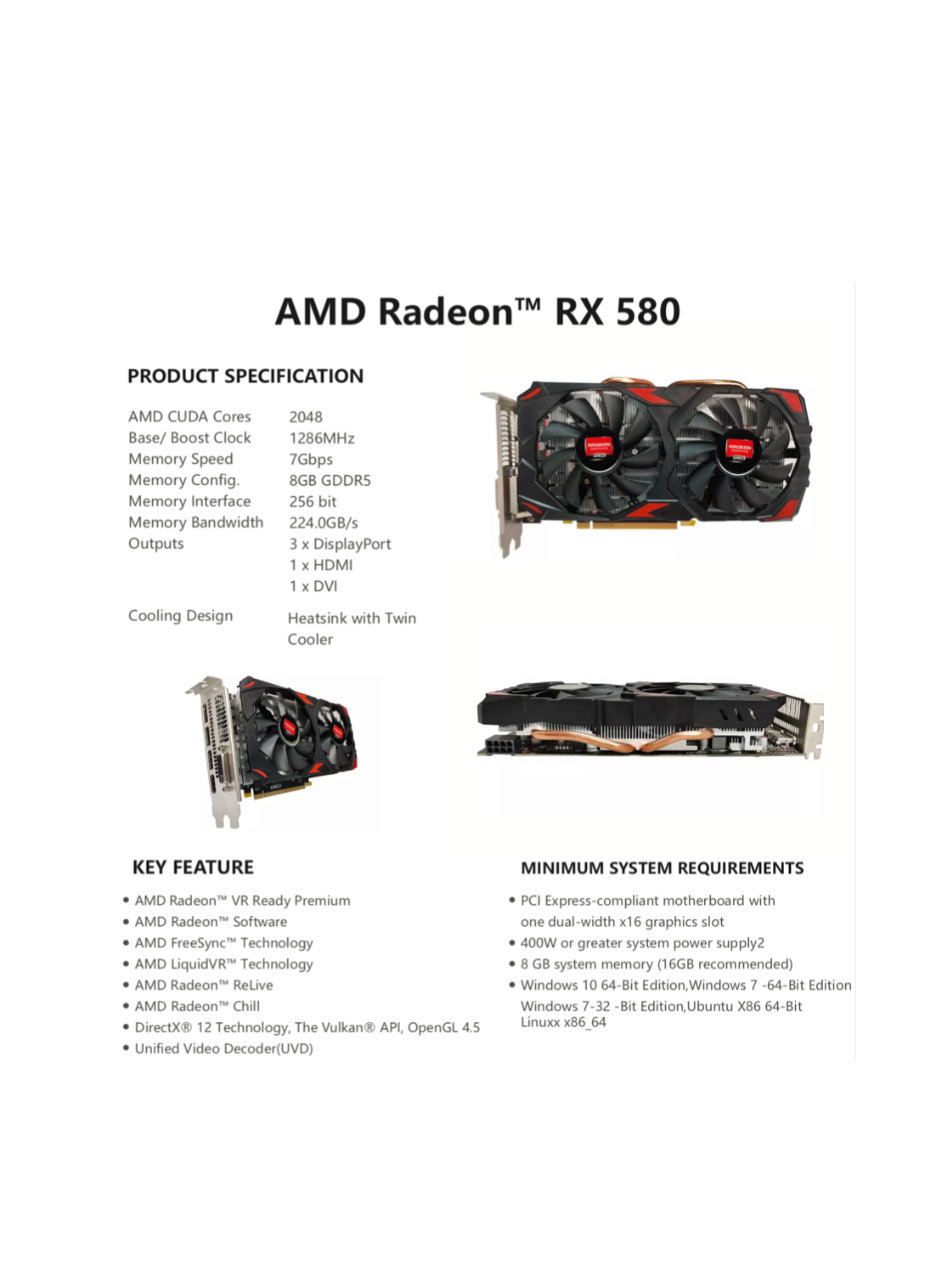 Видеокарта Radeon RX 580 8 ГБ (2046SP) (RX580-GDDR5) — фото 5