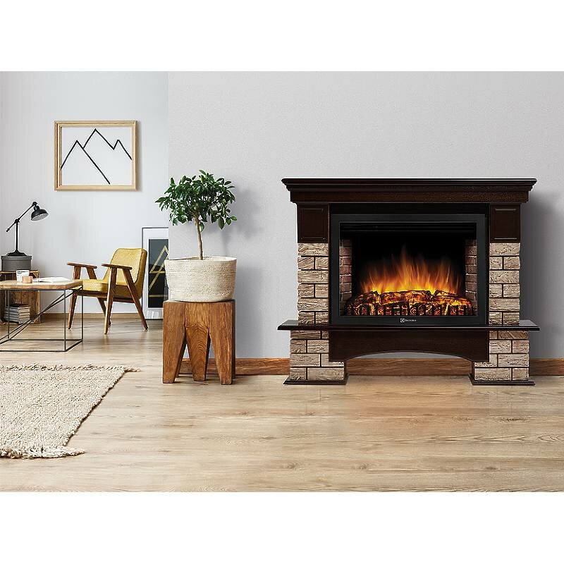 Портал Firelight Forte Wood 30 камень коричневый темный, шпон темный дуб - фото №5