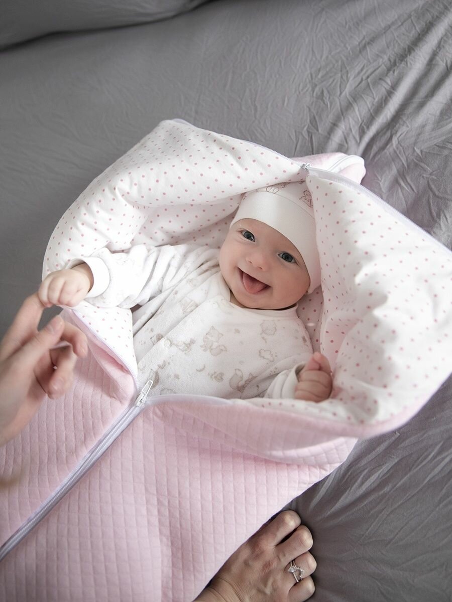 Конверт одеяло для новорожденных, состав: капитоний х/б, размер 75х35,0-6, розовый