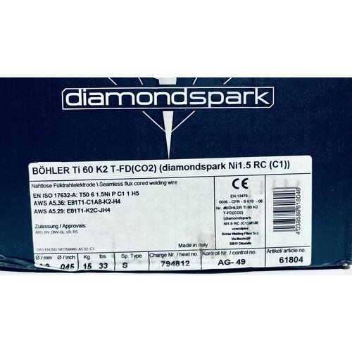 Проволока BOHLER Ti 60 K2 T-FD(CO2) (diamondspark Ni1,5 RC (С1)), диам. 1,2 мм