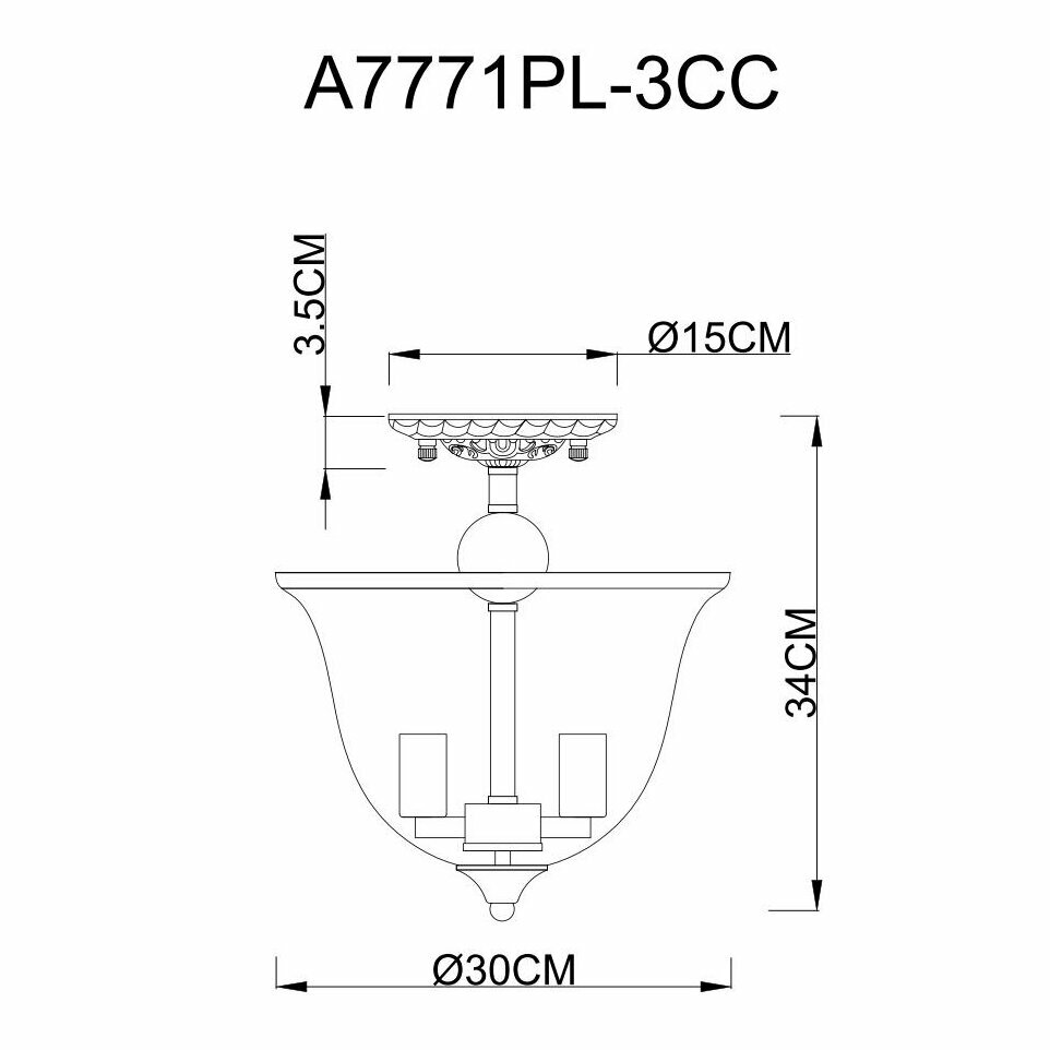 Люстра Arte Lamp BELL A7771PL-3CC - фото №15