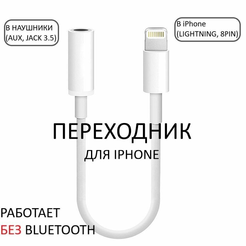 Аудио переходник AUX-lightning (iPhone 8pin) для подключения наушников/ AUX со штекером 3.5мм