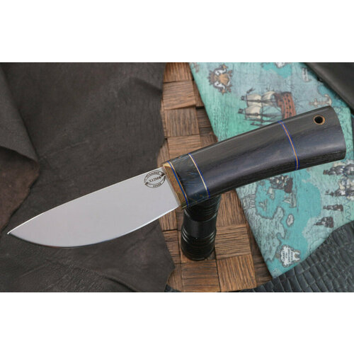 фото Стальные бивни нож скинер, сталь х12мф с элементами ковки, рукоять черный граб