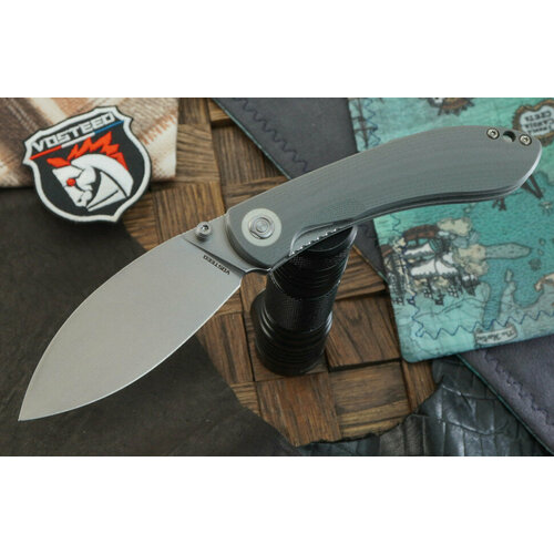 фото Складной нож vosteed nightshade ts, сталь nitro-v, стоунвош, рукоять серый g-10