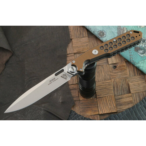 фото Складной нож нокс локи , сталь d2, рукоять коричневый g-10