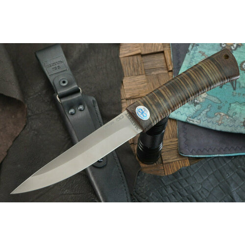 фото Нож с фиксированным клинком аир пескарь, сталь 100х13м, рукоять кожа/текстолит