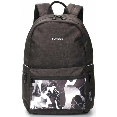фото Torber t2671-bl-g рюкзак torber graffi, серый с карманом черно-белого цвета, полиэстер, 44 х 31 х 18 см
