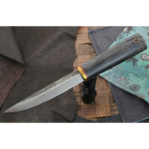 фото Товарищество завьялова нож якут большой н-54, сталь bohler к340, рукоять серая стабилизированная карельская береза