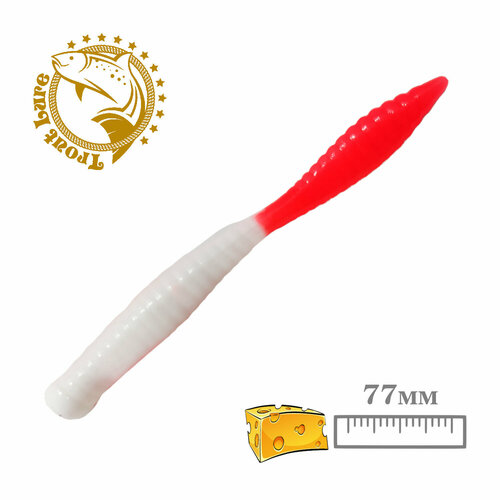 Силикон TROUT LURE (SANSAN) в банке, BEAVER 77, СЫР, COL. 14 (White-Red), (10шт)