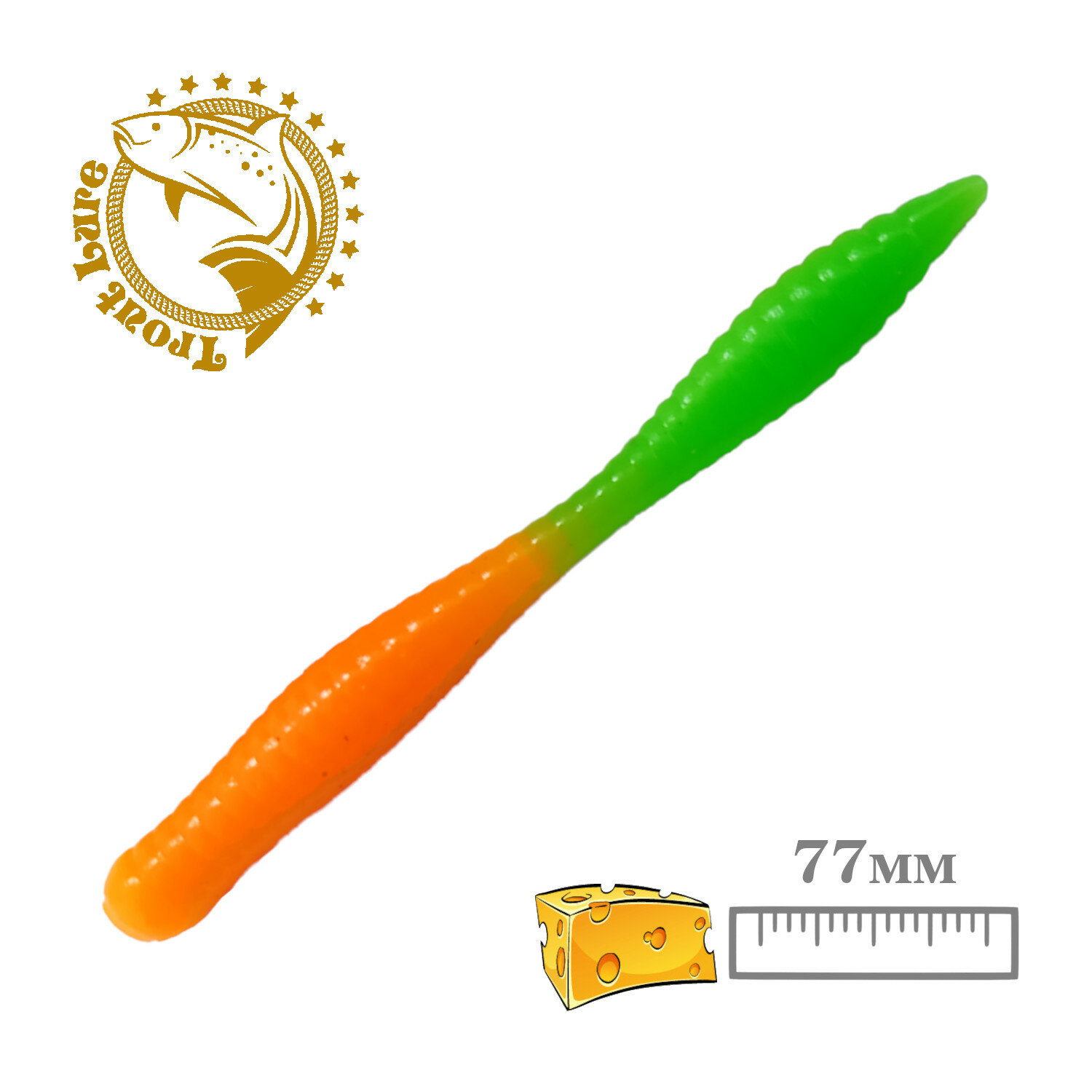 Силикон TROUT LURE (SANSAN) в банке BEAVER 77 СЫР COL. 24 (Orange-Green) (10шт)