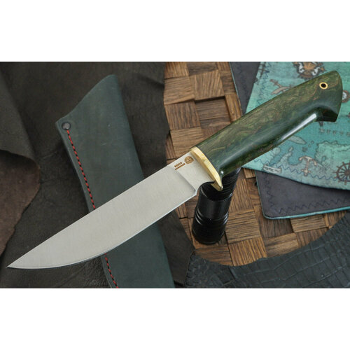 фото Мастерская сковородихина нож сибиряк, сталь 95х18, рукоять зеленая стабилизированная береза ножевая мастерская сковородихина