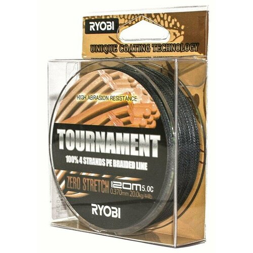 фото Шнур ryobi pe tournament 4* 120m d-0.331 #16kg grey rb4g331
