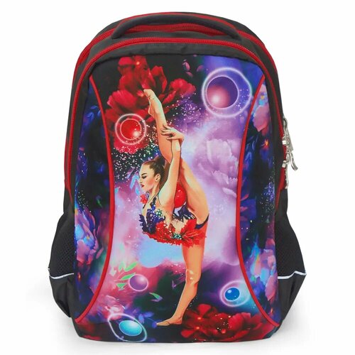 Рюкзак для гимнастики (ткань п/э, черный/красный) 216 XL -047