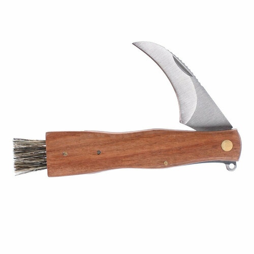Подарки Нож грибника Mushroom Hunter садовый нож складной санитарный изогнутое лезвие деревянная рукоятка петля