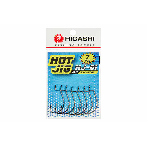 Higashi Офсетные крючки HIGASHI Hot Jig HJ-01 #2/0 Black nickel higashi крючок офсетный higashi hot jig hj 01 размер 2 0 7шт