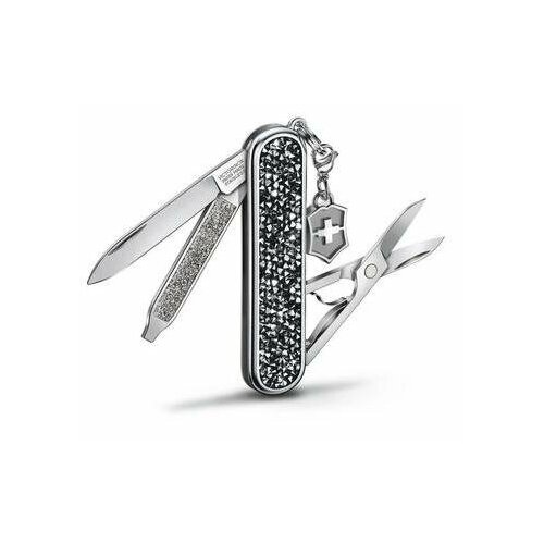фото Victorinox 0.6221.35 нож перочинный victorinox classic brilliant crystal , 58мм, 5функц, черный/серебристый, подар. коробка