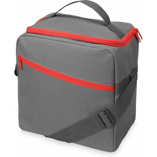 фото Изотермическая сумка-холодильник us basic classic c контрастной молнией, серый/красный