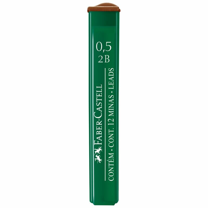 Грифели для механических карандашей Faber-Castell "Polymer", 12шт, 0,5мм, 2B 286023
