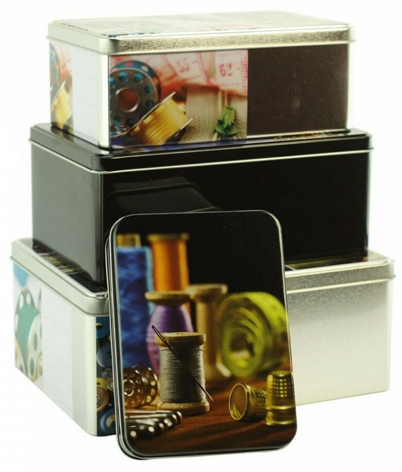 фото Набор жестяных коробок для мелкой фурнитуры, 4 шт