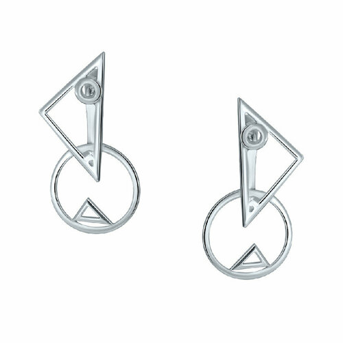 Серьги серебро, 925 проба, золотой, белый