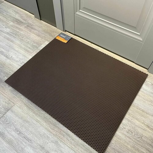 Входной придверный ЕВА коврик в прихожую под обувь, в ванную, туалет, кухню, балкон. 83x68см Коричневый