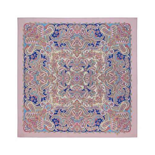фото Платок павловопосадская платочная мануфактура, 125х125 см, фиолетовый, розовый