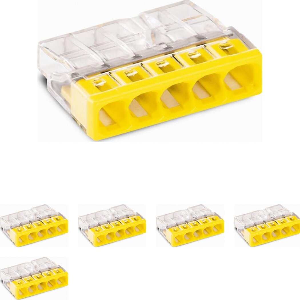 фото Клеммная колодка Wago 2273-245 без винтов 5 отверстий 0.5-2.5 мм2 с пастой (комплект из 5 шт.)