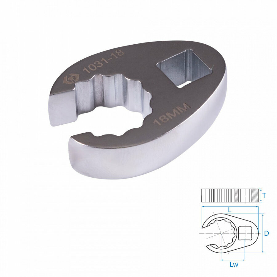 Ключ разрезной (воронья лапка) 18 мм 3/8" KING TONY 1031-18R