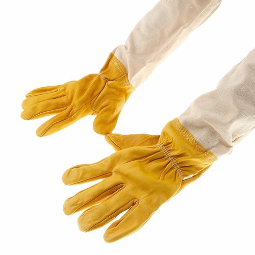 Перчатки кожаные XXL для пчеловода с нарукавниками Chinabees из натуральной кожи / защита от укусов перчатки пчеловода xxl