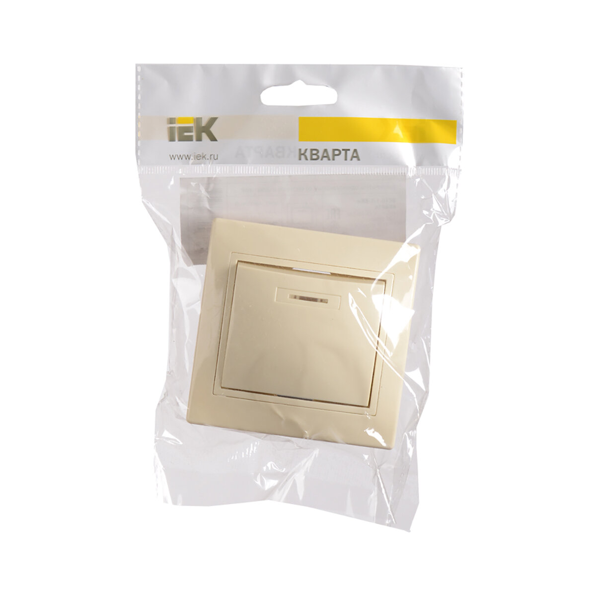 Выключатель 1-кл. СП Кварта 10А IP20 ВС10-1-1-ККм с индикацией крем. IEK EVK11-K33-10-DM - фото №2