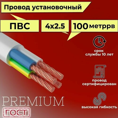 Провод/кабель гибкий электрический ПВС Premium 4х2,5 ГОСТ 7399-97, 100 м