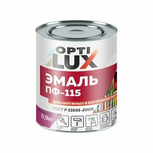 Эмаль ПФ-115 Оптилюкс 1,9 кг красная ГОСТ