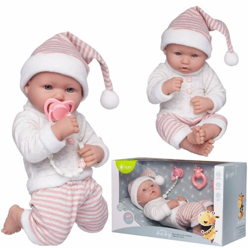 фото Пупс junfa pure baby в вязаных штанишках и шапочке-колпаке, толстовке, с аксессуарами, 35 см junfa toys