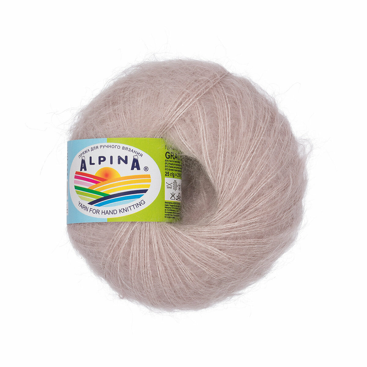 фото Пряжа ALPINA "GRACE" 72% супер кид мохер, 28% шелк 25 г 210 м №08 св. какао