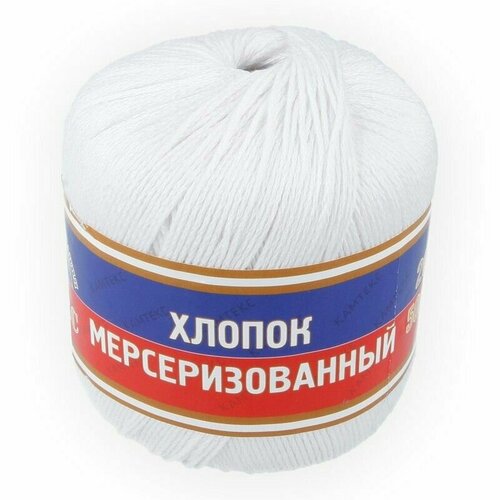 фото Пряжа камтекс "хлопок мерсеризованный", цвет: 002 - отбелка, 10 шт, хлопок 100%, 50 г. 200 м.