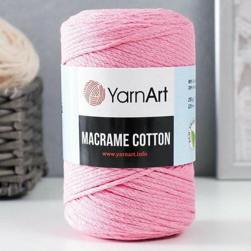 Пряжа Macrame Cotton 20% полиэстер, 80% хлопок 225м/250гр пряжа macrame cotton 20% полиэстер 80% хлопок 225м 250гр 775 мята