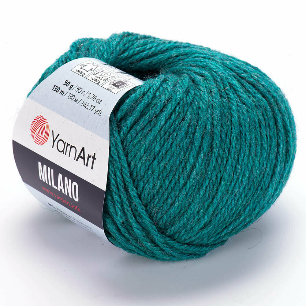 Пряжа YarnArt Milano (8% альпака, 20% шерсть, 8% вискоза, 64% акрил) 50 гр, 130 м, 873 темно-бирюзовый , 1 моток