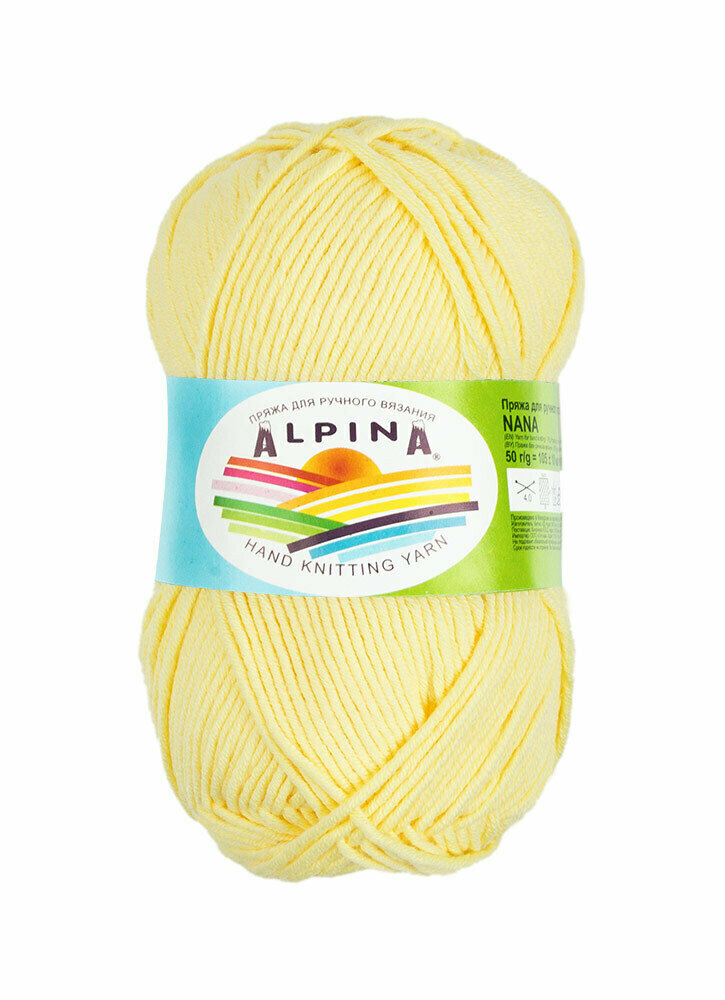 Пряжа ALPINA "NANA" 70% хлопок, 30% полиамид 50 г 105 м №05 св.желтый