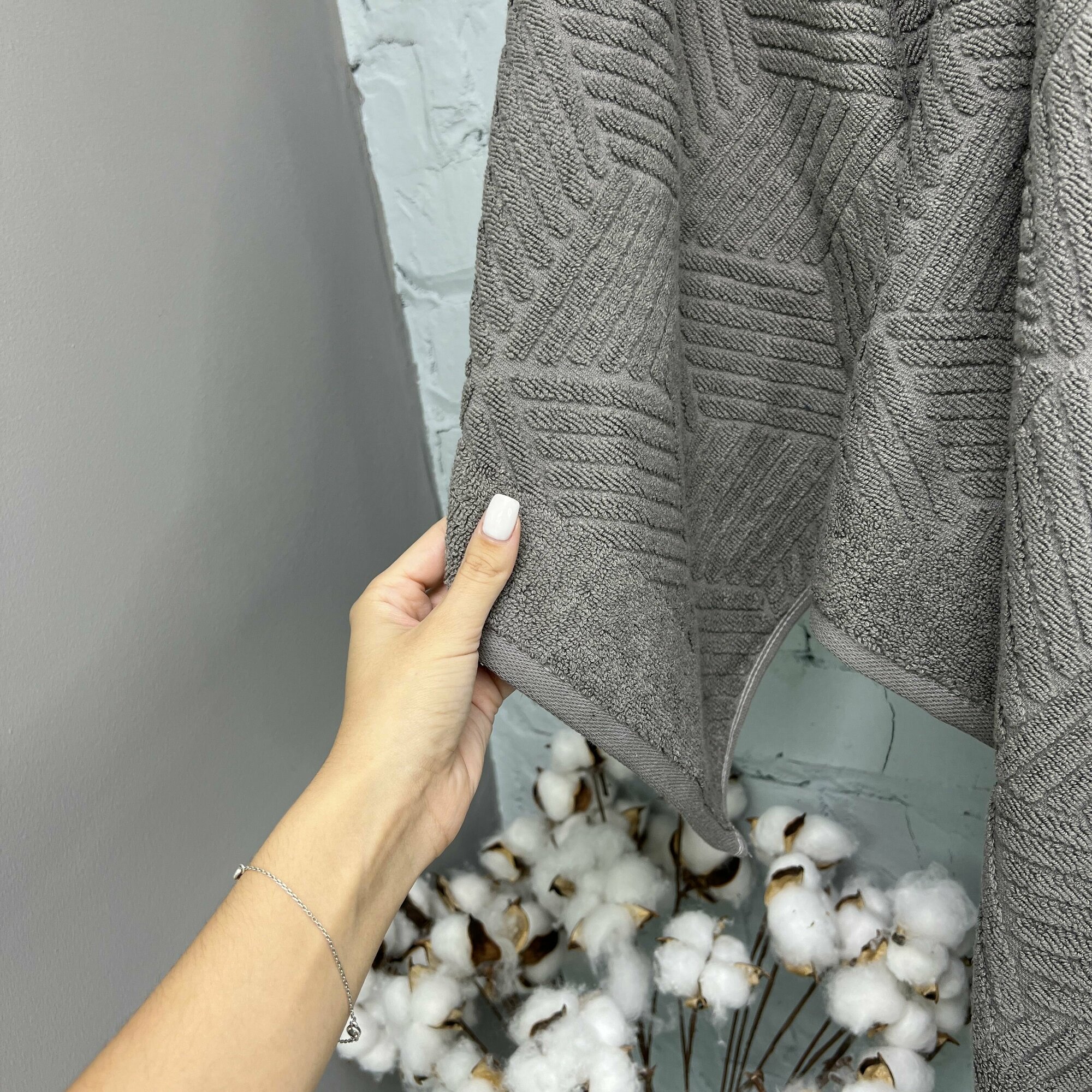 Махровое полотенце Comfort Life Уэльс (серый шато), 50Х90