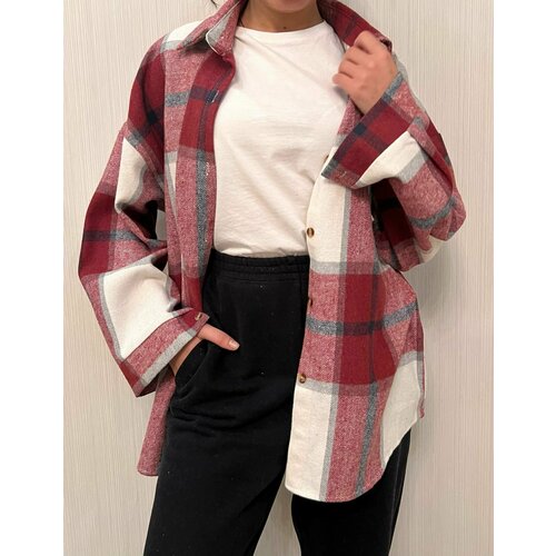 фото Рубашка , размер 42-48, бордовый нет бренда