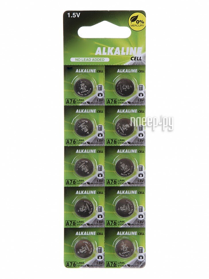 Алкалиновые пуговичные батарейки GP A76 - 10 шт., каждая в своем отрывном блистере - фотография № 7