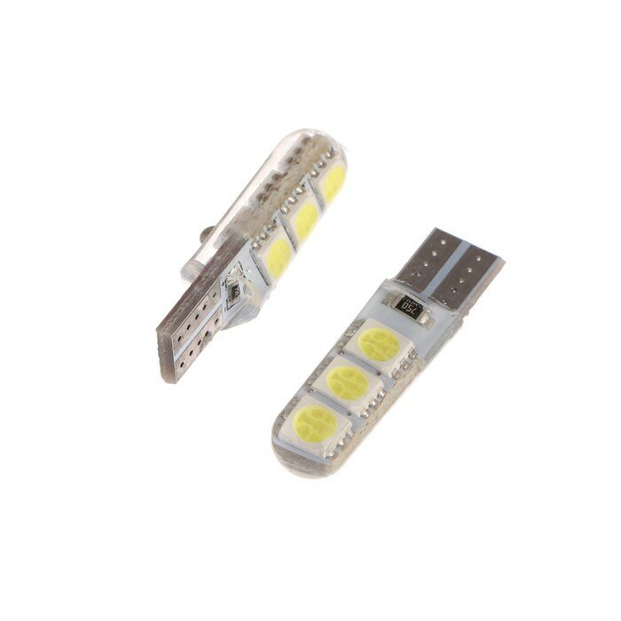 Cartage Автолампа светодиодная T10 W5W, 12 В, 3 Вт, 6 SMD-5050, 2 шт, белый