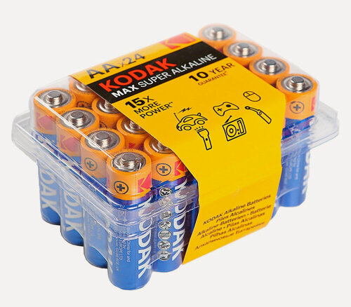 Изображение товара Батарейки Kodak MAX, AA, LR06-24, щелочные, алкалиновые, 24 штуки