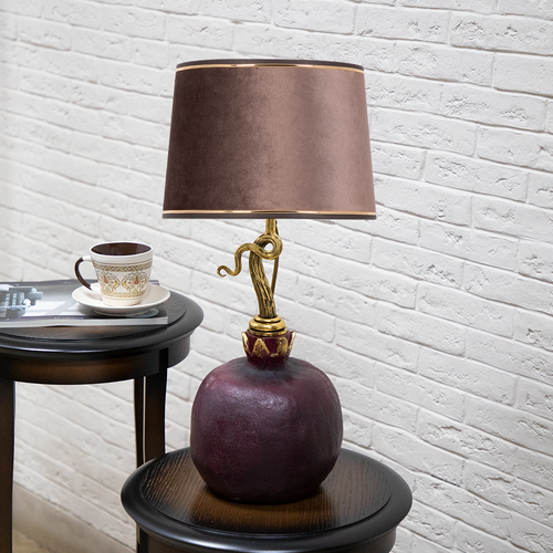 Настольная лампа Bogacho Гранат бордовая с шоколадным абажуром Тюссо
