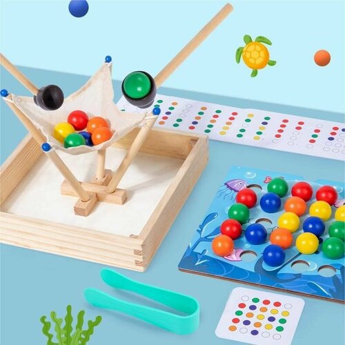 Развивающая игрушка 2 в 1: гамак + повтори по образцу, мозаика из шариков, развивающая игра для детей