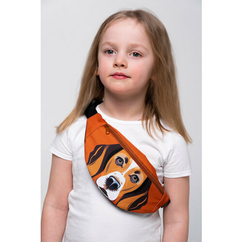 фото Сумка поясная муфтыши, фактура гладкая, бежевый, коричневый