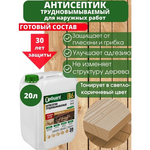Антисептик пропитка для дерева трудновымываемый UpGUARD B6 -20л, готовый состав для защиты древесины до 30 лет.