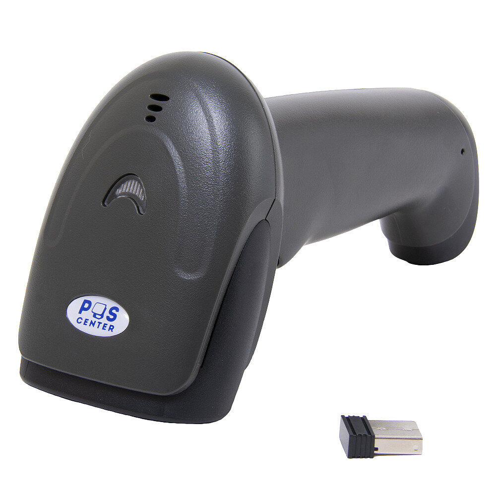 Сканер штрих-кода Poscenter 2D, беспроводной, чёрный, USB кабель, USB адаптер