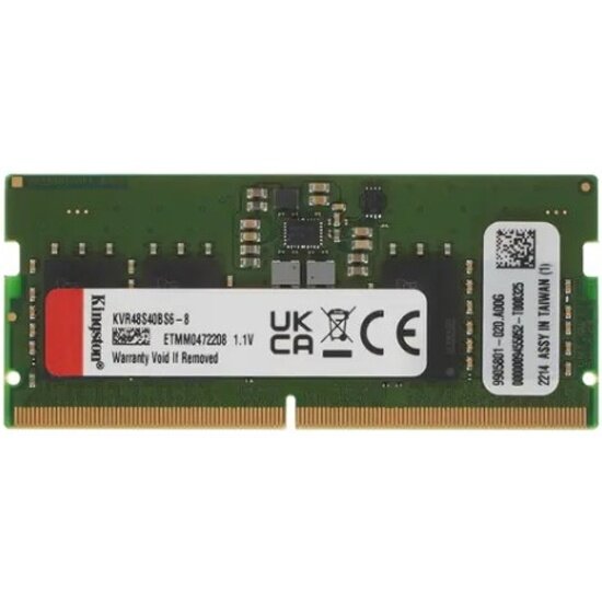 Оперативная память KINGSTON SO-DIMM DDR5 8Gb 4800MHz pc-38400 CL40 1.1V (KVR48S40BS6-8)